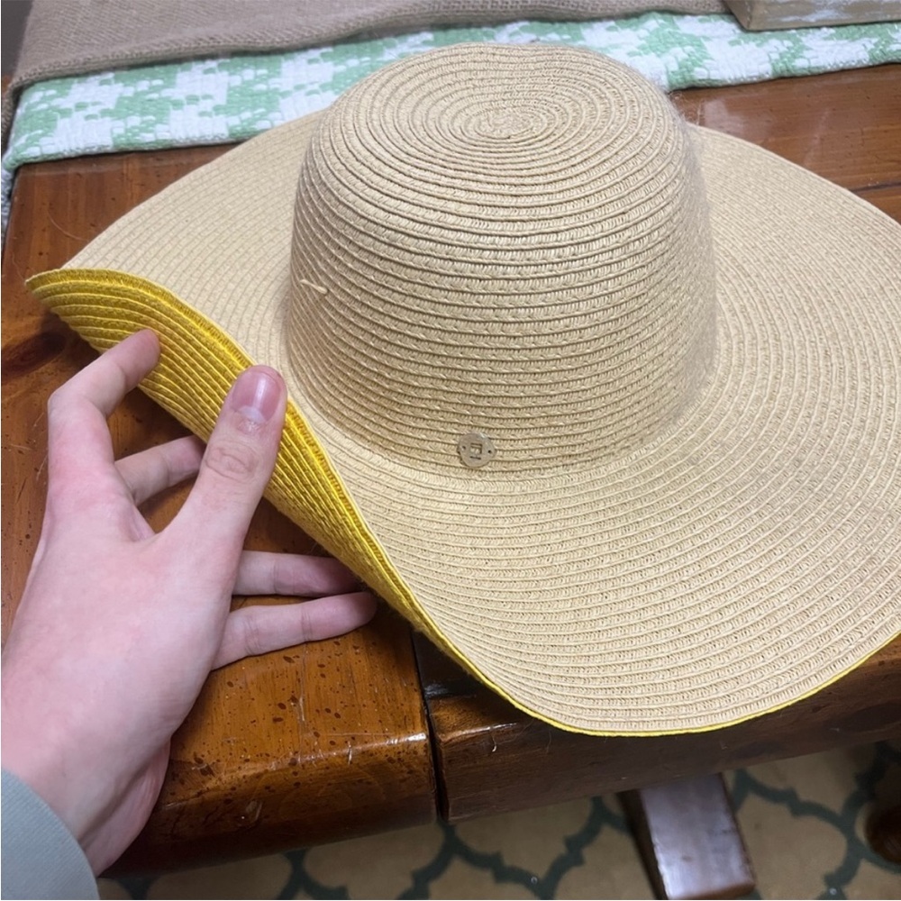 ☀️ D&Y Straw Floppy Sun Hat | Yellow Color-Blocked Brim | Excellent Condition